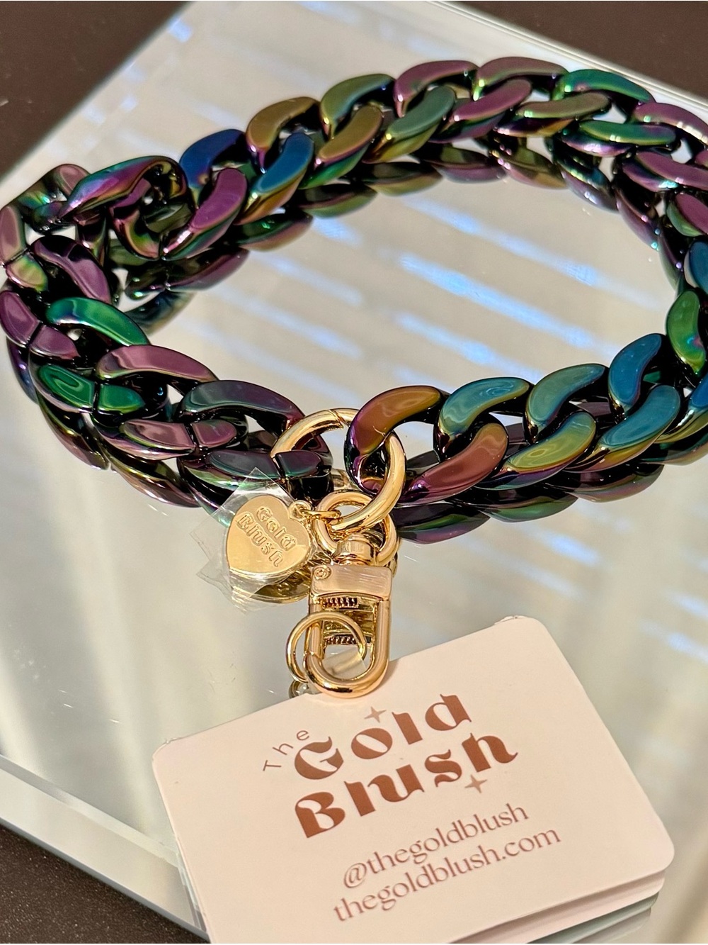 Gold Blush Oil Slick Iridescent Cell Phone Chain or Key Holder BNWT